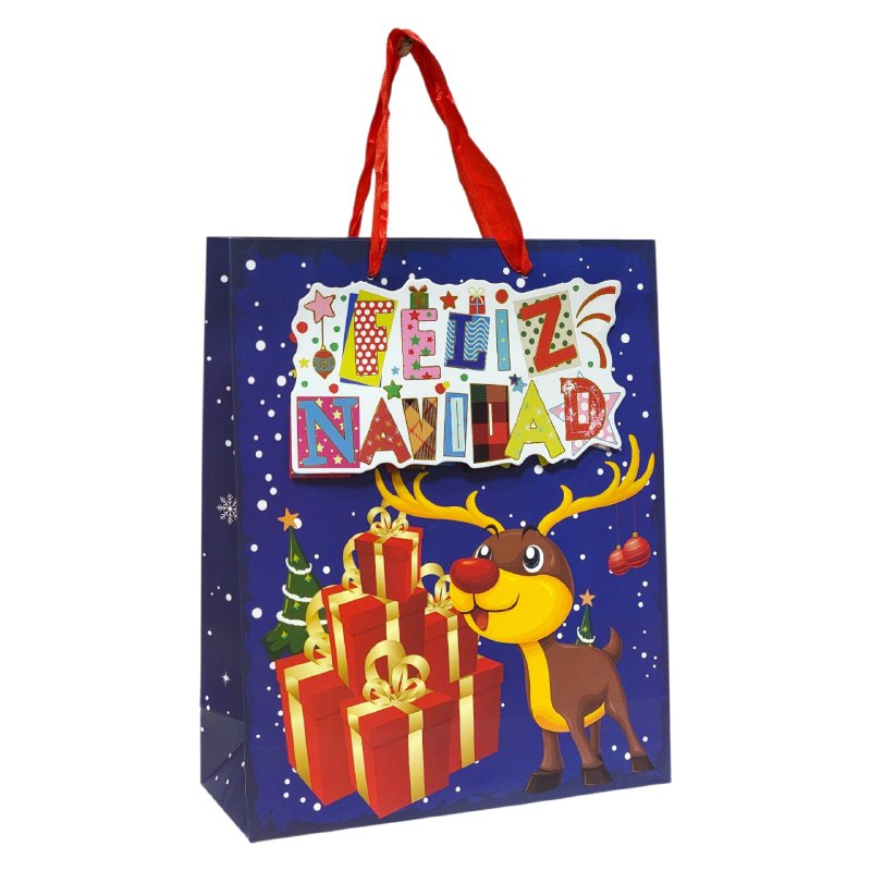 BOLSA DE REGALO NAVIDEÑA MEDIANA 26X32X10CM