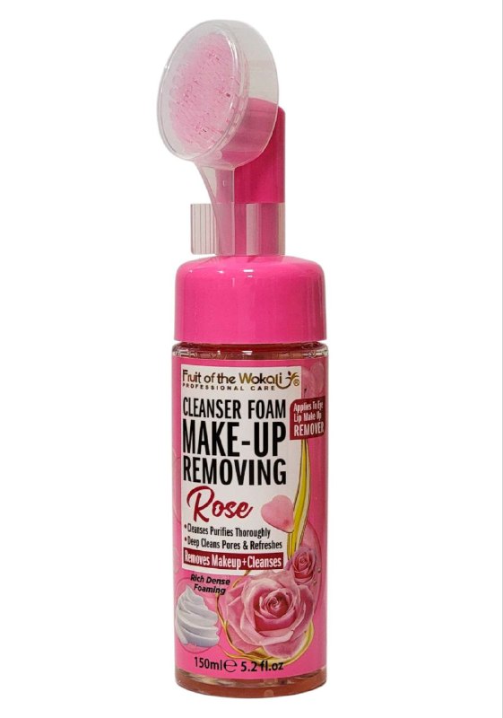 LIMPIADOR FACIAL EN ESPUMA DESMAQUILLANTE DE ROSA, ELIMINA POR COMPLETO EL MAQUILLAJE RESISTENTE AL AGUA FRUIT OF THE WOKALI 150ML