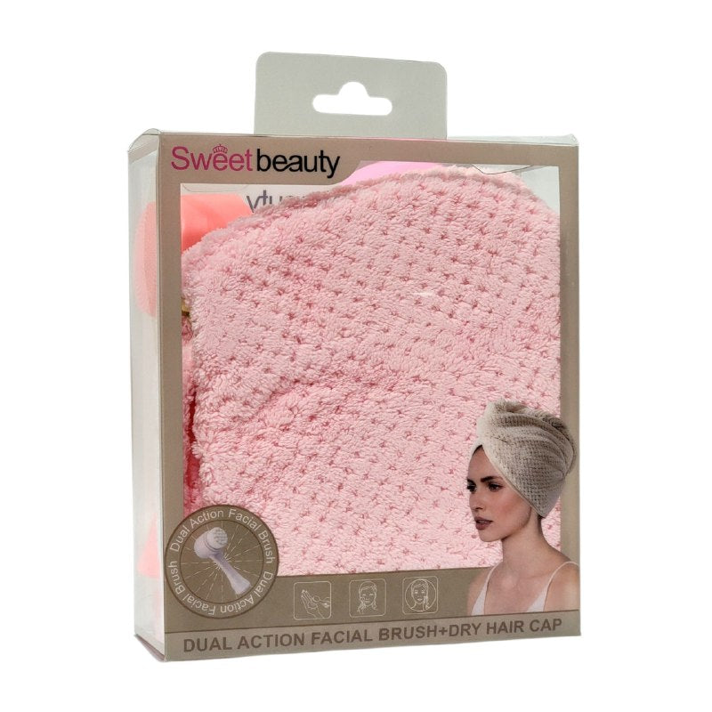 KIT DE CUIDADO PERSONAL, ESPONJA MAQUILLAJE, TOALLA PELO Y CEPILLO FACIAL SWEET BEAUTY