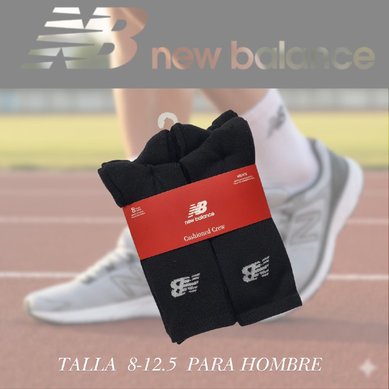 CALCETA ALTA NEW BALANCE PARA HOMBRE 8 PARES TALLA 8-12.5