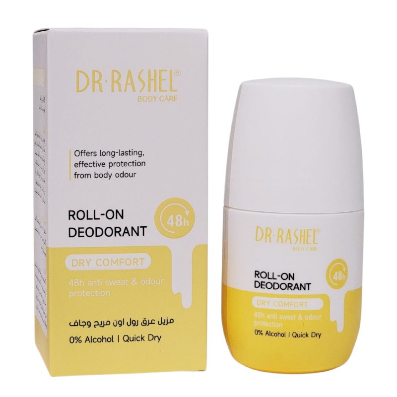 DESODORANTE ROLL ON, PROTECCION DURACION CONTRA LA HUMEDAD Y EL OLOR CORPORAL, SECADO RAPIDO Y SUAVE, SIN MANCHAS, 48H DURACION DR RASHEL 50ML