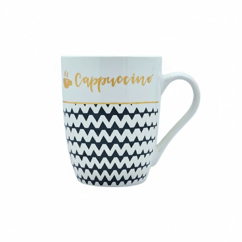 TAZAS DE CERAMICA DE ALTA RESISTENCIA CON ACABADO BRILLANTE Y DISEÑO ERGONOMICO 330ML, 4 ESTILOS