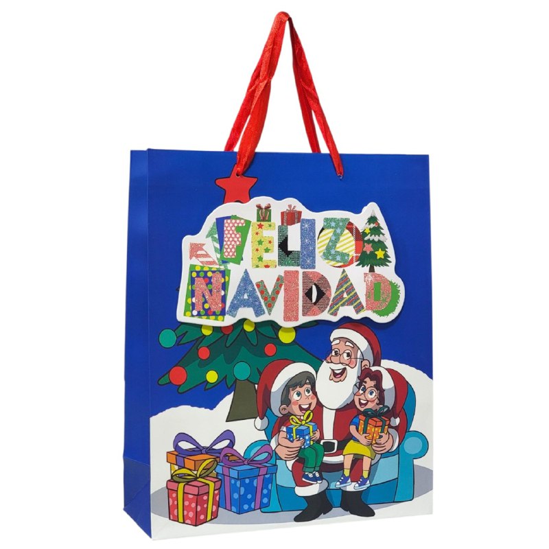 BOLSA DE REGALO NAVIDEÑA MEDIANA 26X32X10CM