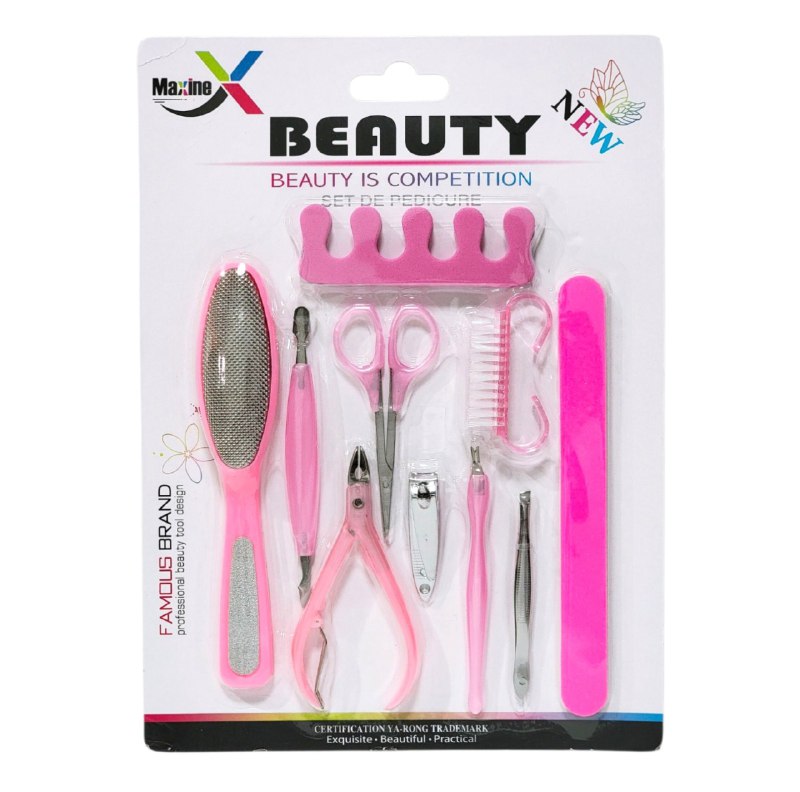 SET DE PEDICURA DE 10 PIEZAS QUE ELIMINAN CALLOS, ALISAN LA PIEL Y MANTIENEN TUS UÑAS IMPECABLES MAXINE BEAUTY, 3 COLORES