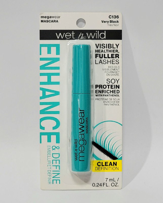 MASCARA PARA PESTAÑAS MEGAWEAR AYUDA A REALIZAR EL VOLUMEN Y AÑADE COLOR ORIGINAL WET N WILD C136 VERY BLACK 7ML