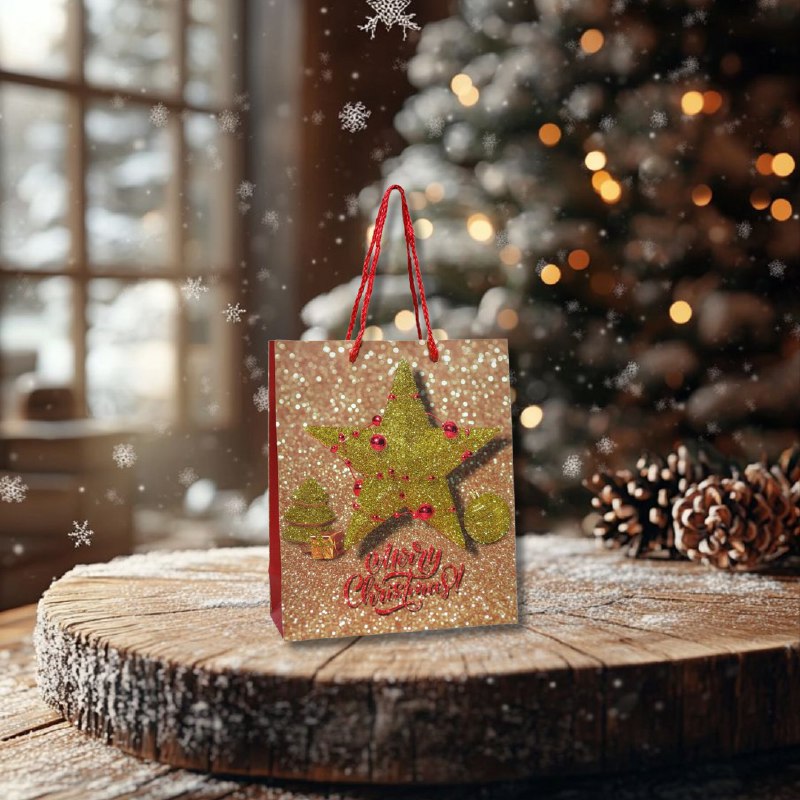 BOLSA DE REGALO NAVIDEÑA PEQUEÑA 19.5X23.5X8CM