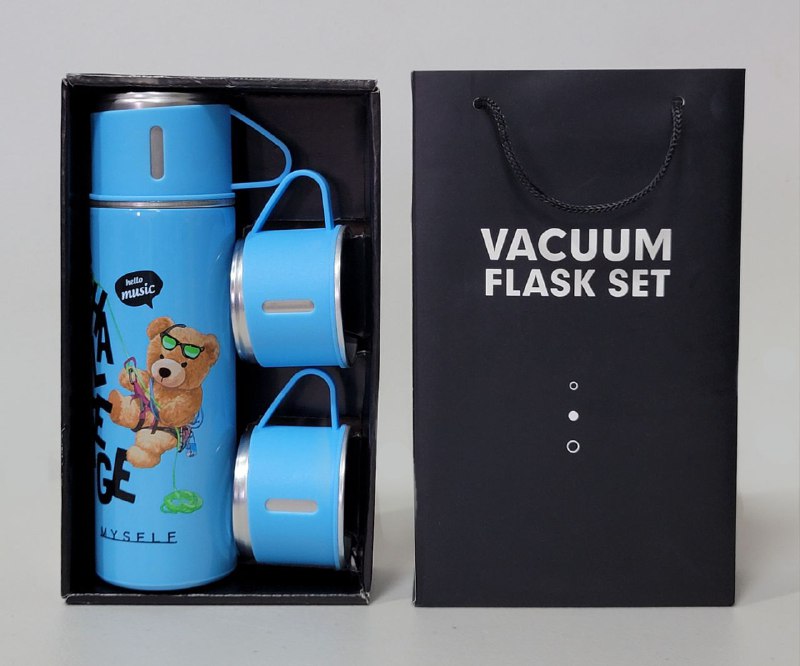 SET DE TERMO CON TAZAS DE ACERO INOXIDABLE 3 PIEZAS VACUUM FLASK 500ML