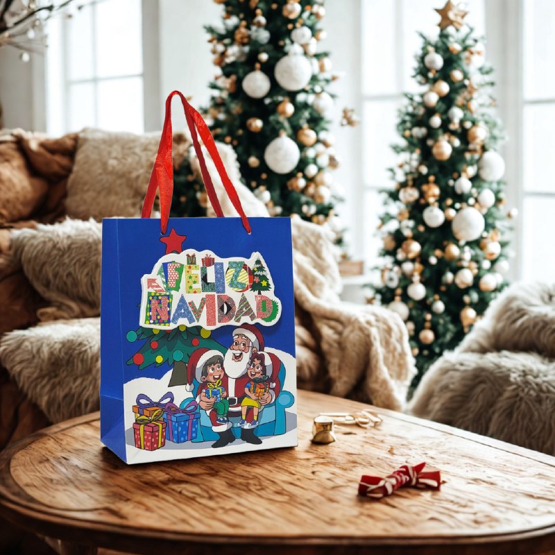 BOLSA DE REGALO NAVIDEÑA PAQUEÑA 18X23X10CM