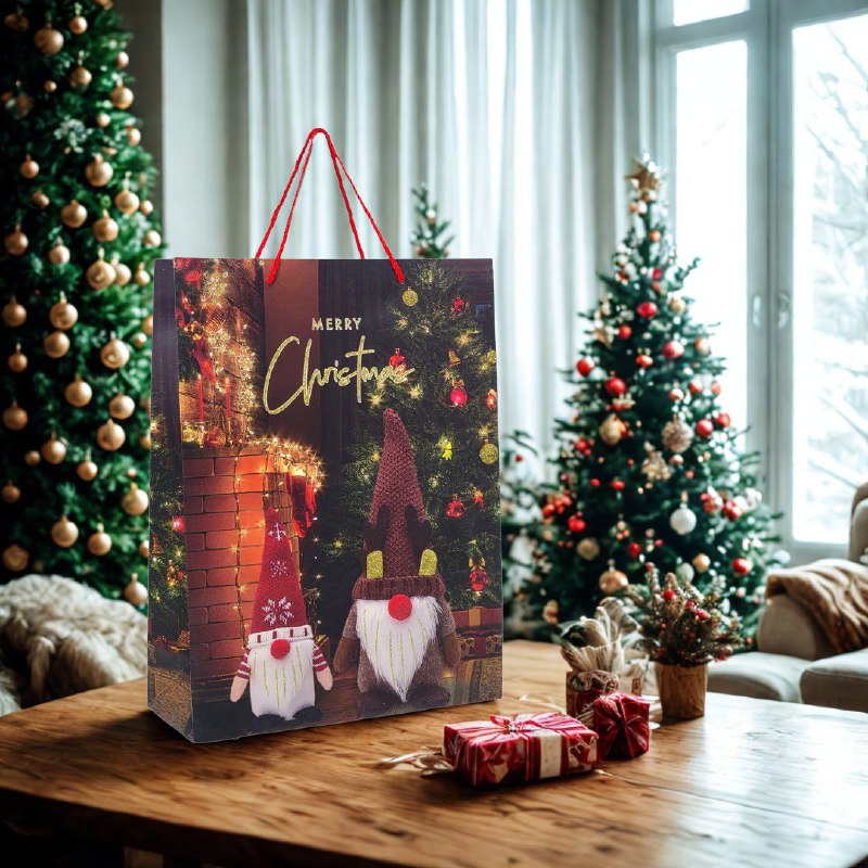 BOLSA DE REGALO NAVIDEÑA MEDIANA 26X32X10CM