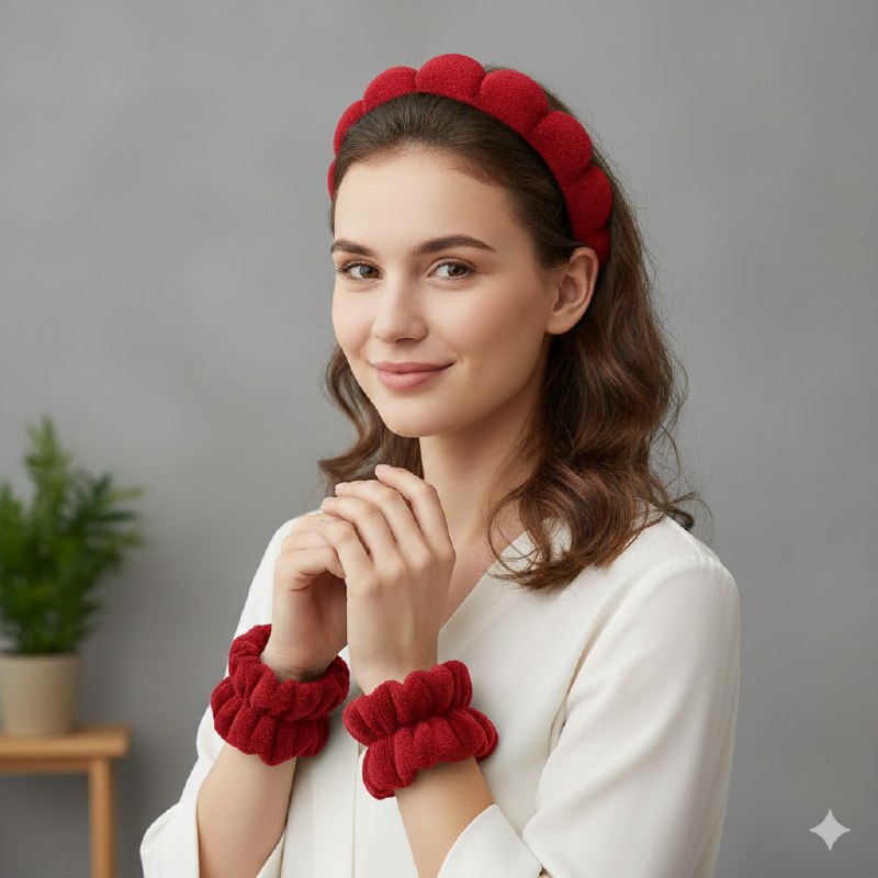 KIT DE CUIDADO FACIAL, DIADEMA Y MUÑEQUERA PARA SKIN CARE, 4 COLORES