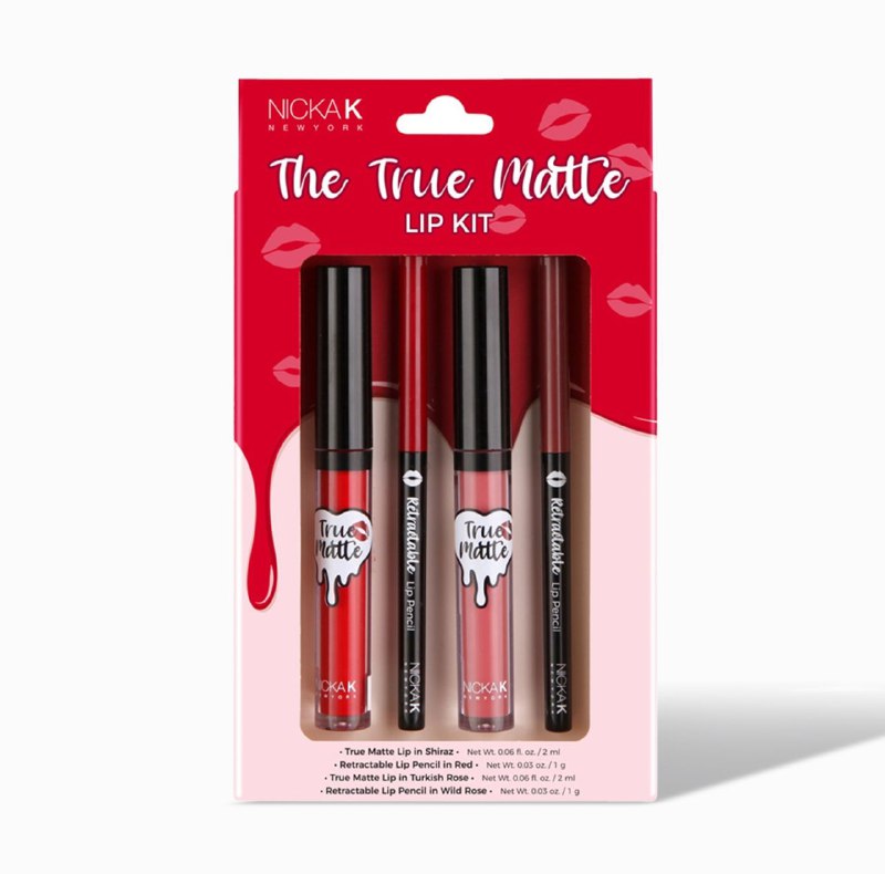 BRILLO LABIAL EN KIT DE LAPIZ DE LABIOS MATE, LABIOS PRECIOSOS Y DEFINIDOS ORIGINAL NICKAK NEW YORK THE TRUE MATTE 2MLX2, 0.2GX2
