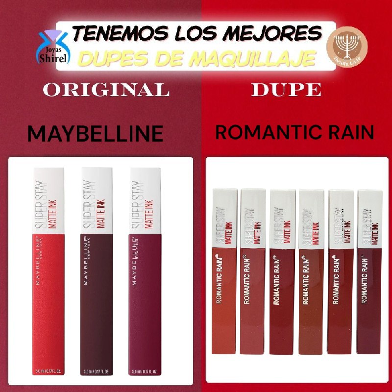 BRILLO LABIAL TINTA MATTE HIDRATANTE ROMANTIC RAIN DUPE DE MAYBELLINE