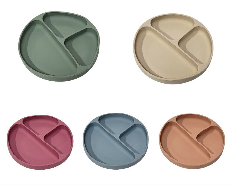 PLATO PARA BEBES CON DIVISIONES DE SILICONA PREMIUM BPA, NO TOXICO, BUENA ESTABILIDAD 5 COLORES