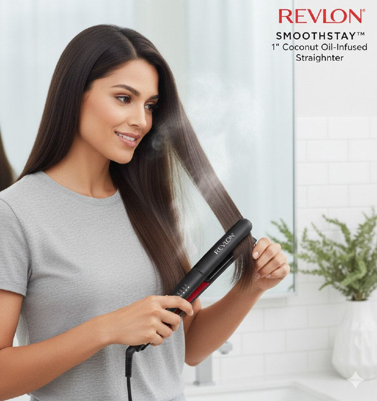 PLANCHA PARA EL CABELLO CON INFUSION DE ACEITE DE COCO Y CERAMICA IONICA REVLON