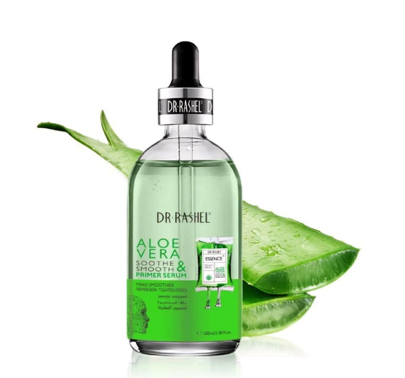 SUERO FACIAL SUAVIZANTE Y PREBASE DE ALOE VERA, CALMANTE Y SUAVIZANTE, DEJA LA PIEL SUAVE Y FIRME, PROTEGE LA PIEL DA BRILLO ELEGANTE DR RASHEL 100ML