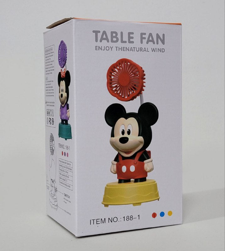 VENTILADOR DE MESA RECARGABLE DE MICKEY MOUSE CON SACAPUNTAS TABLE FAN