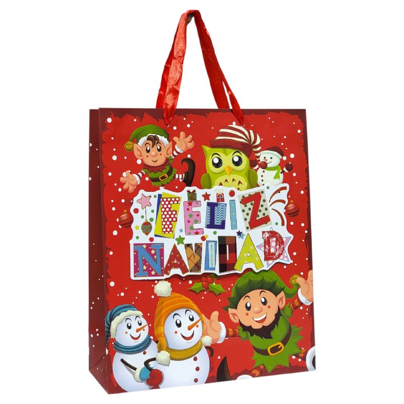 BOLSA DE REGALO NAVIDEÑA MEDIANA 26X32X10CM