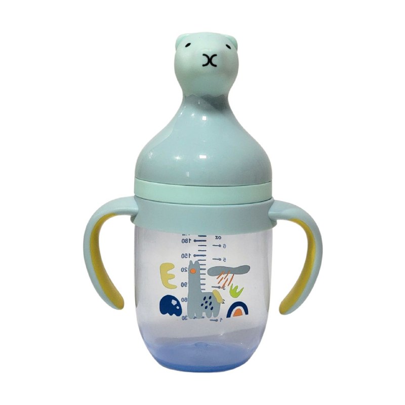 BIBERON CHUPON PARA BEBES CON ASAS, PEPE DE FACIL AGARRE Y BOQUILLA O TAPA PREVIENE DERRAMES, CAPACIDAD 210ML SMILY BABY