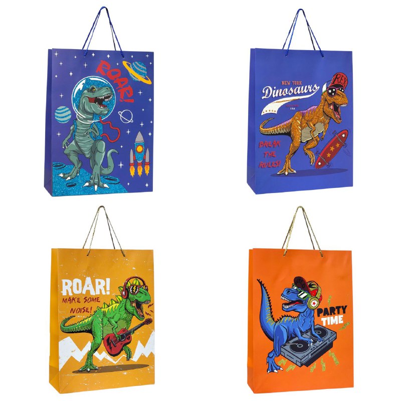 BOLSA DE REGALO DE DINOSAURIO GRANDE 30X12X41.5CM