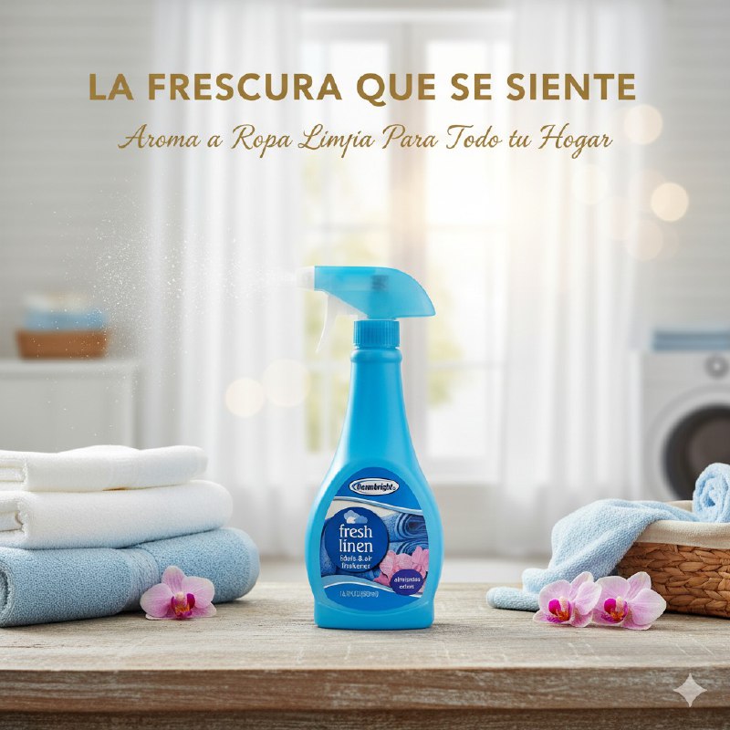 AMBIENTADOR AROMATIZANTE EN SPRAY PARA TELAS Y AIRE, ELIMINA OLORES Y REFRESCA AROMA A LINO FRESCO HOMEBRIGHT 500ML