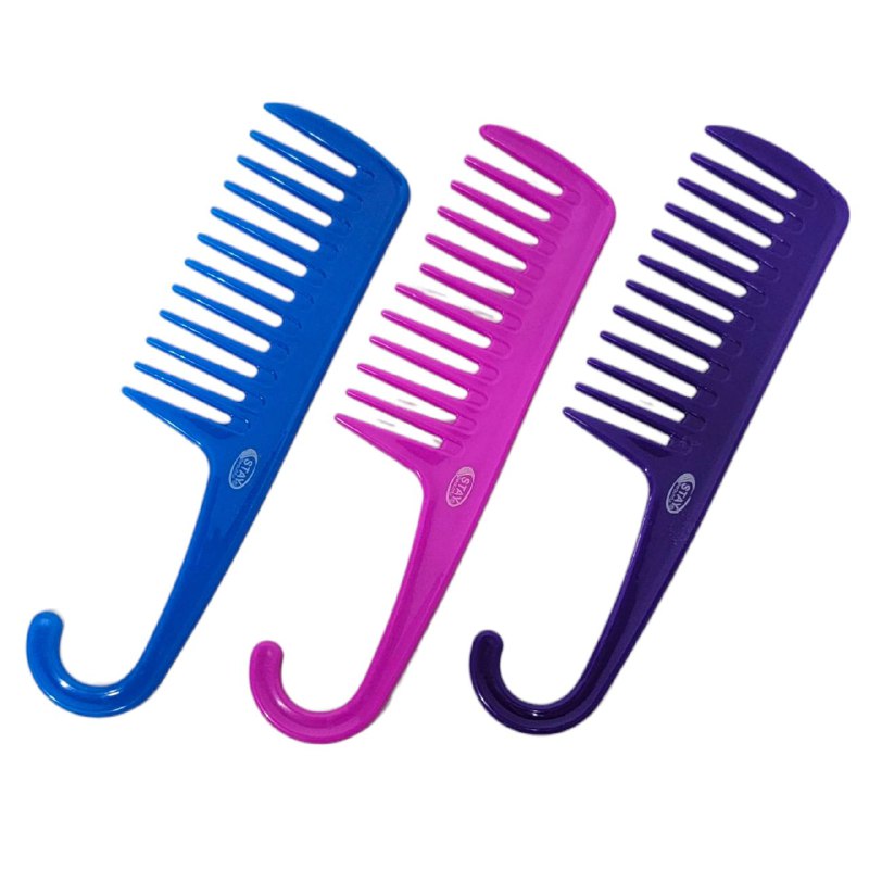 CEPILLO PEINE DE DIENTES ANCHOS PLASTICO, PARA DESENREDAR EL CABELLO RIZADO, LARGO O SECO 3 COLORES STAY BEAUTIFUL
