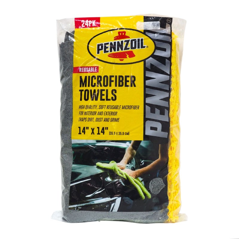 TRAPO DE MICROFIBRA MULTIUSOS EN PAQUETE DE 24 PIEZAS PENNZOIL 35.5X35.5CM