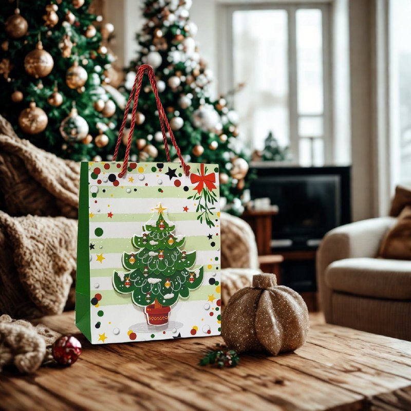 BOLSA DE REGALO NAVIDEÑA PAQUEÑA 18X23X10CM