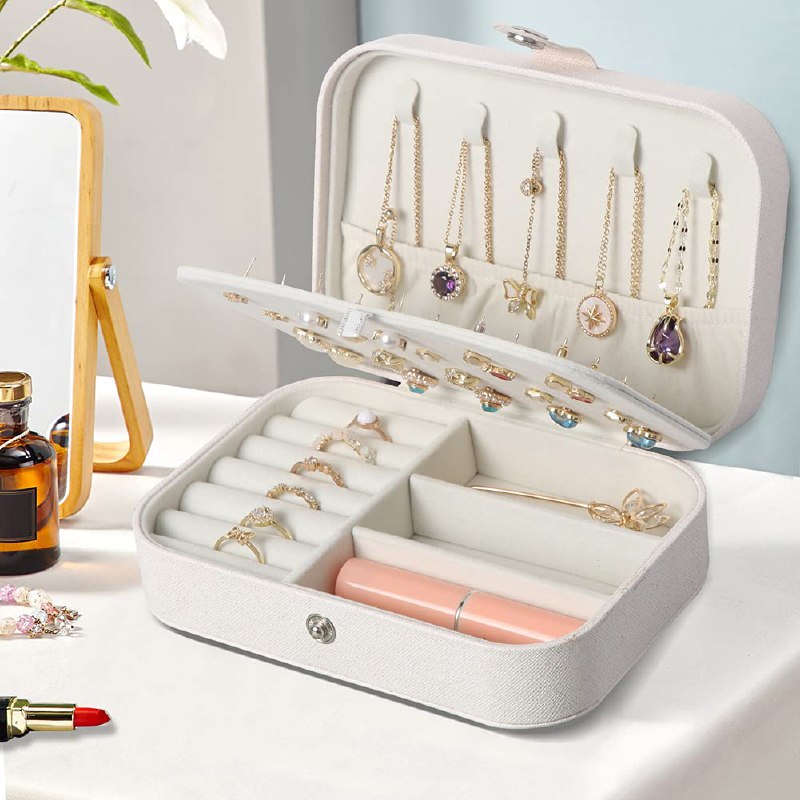 ORGANIZADOR JOYERO SEGURO Y ELEGANTE COMPACTO, 4 COLORES