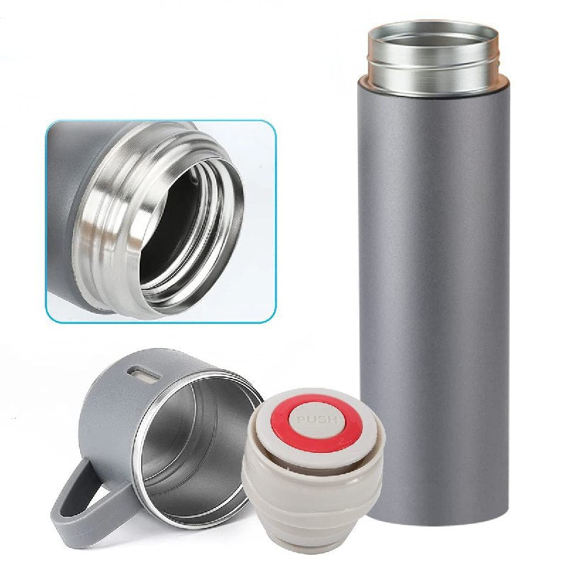 SET DE TERMO CON TAZAS DE ACERO INOXIDABLE 3 PIEZAS VACUUM FLASK 500ML