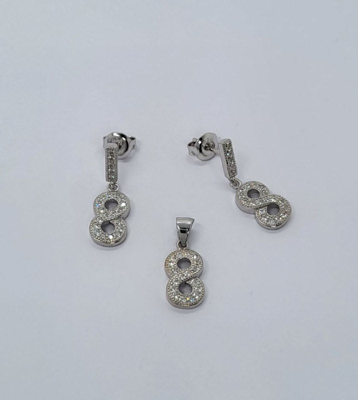 PSET1678 SET INFINITO CON ZIRCONIA BLANCO PLATA 9.25