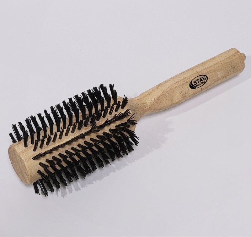CEPILLO PARA EL CABELLO REDONDO DE MADERA CERDA NATURAL Y NYLON, ALTA RESISTENCIA A LA TEMPERATURA STAY BEAUTIFUL