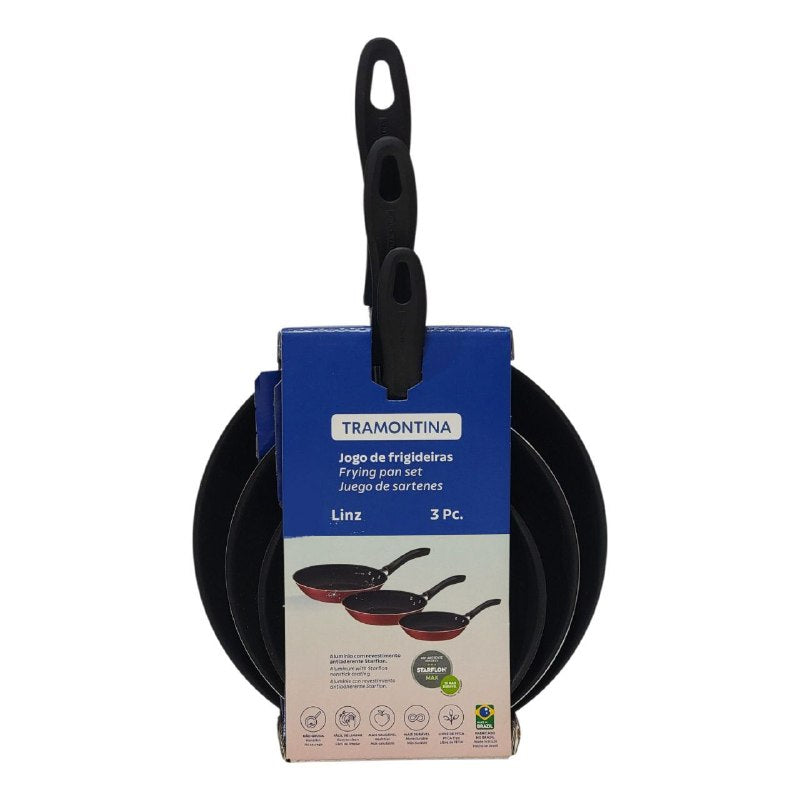 JUEGO DE COCINA, SARTEN DE ALUMINIO DE 3 PIEZAS CON REVESTIMIENTO ANTIADHERENTE STARFLON TRAMONTINA 16CM, 20CM, 24CM