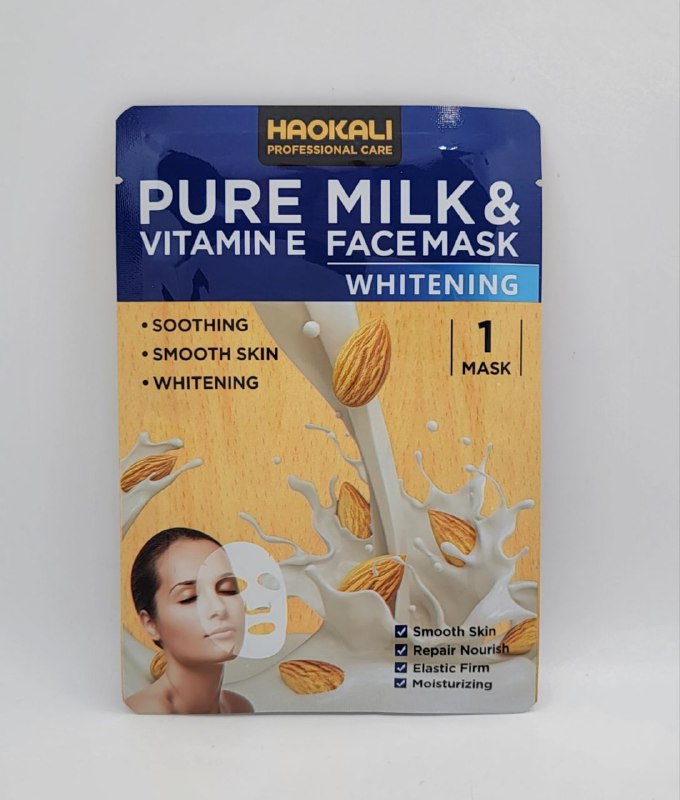 MASCARILLA FACIAL DE LECHE PURA Y VITAMINA E BLANQUEADORA SUAVIZANTE HAOKALI 30ML