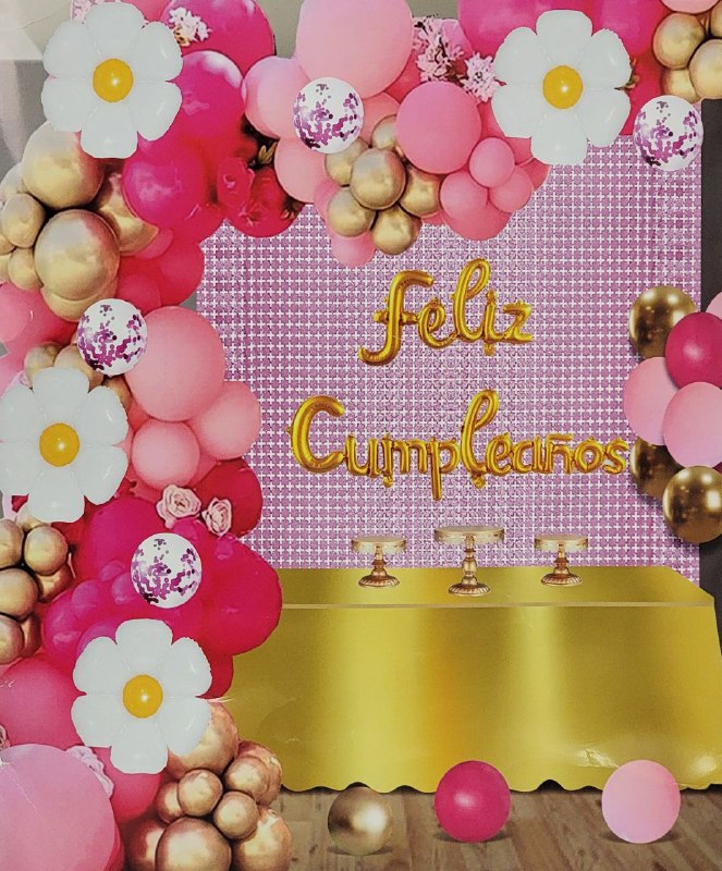 DECORACION PARA CUMPLEAÑOS EN SET COMPLETO, MANTEL METALICO, 2 CORTINAS, 105 GLOBOS