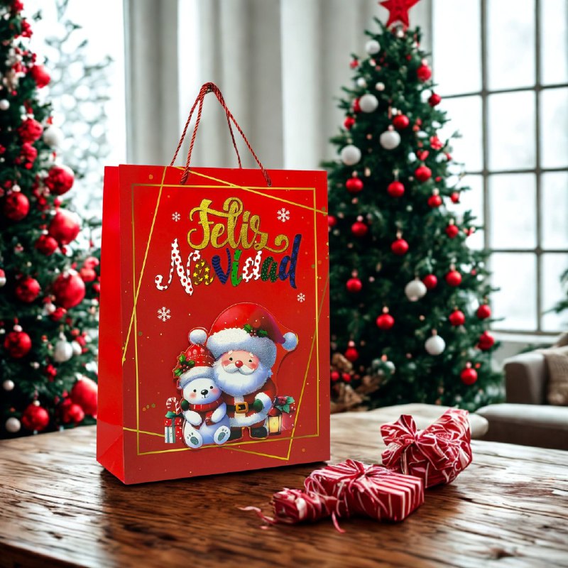 BOLSA DE REGALO NAVIDEÑA GRANDE 30X40X12CM