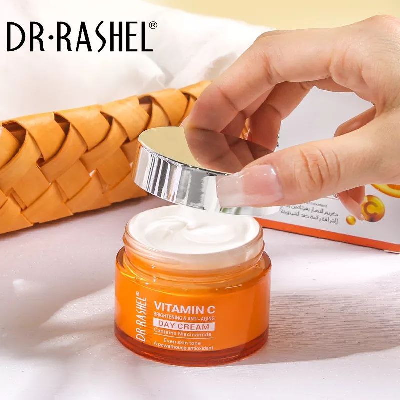 CREMA FACIAL DE DIA DE VITAMINA C, ILUMINADORA Y ANTIENVEJECIMIENTO CON NIACINAMIDA Y COLAGENO DR RASHEL 50G
