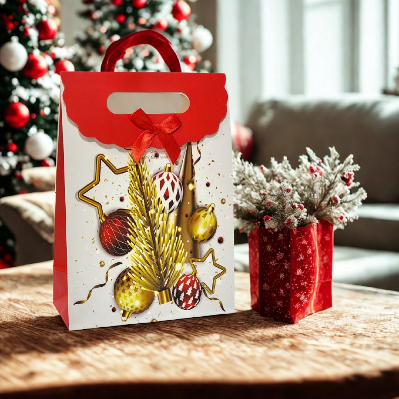 BOLSA DE REGALO NAVIDEÑA MEDIANO 27X19CM