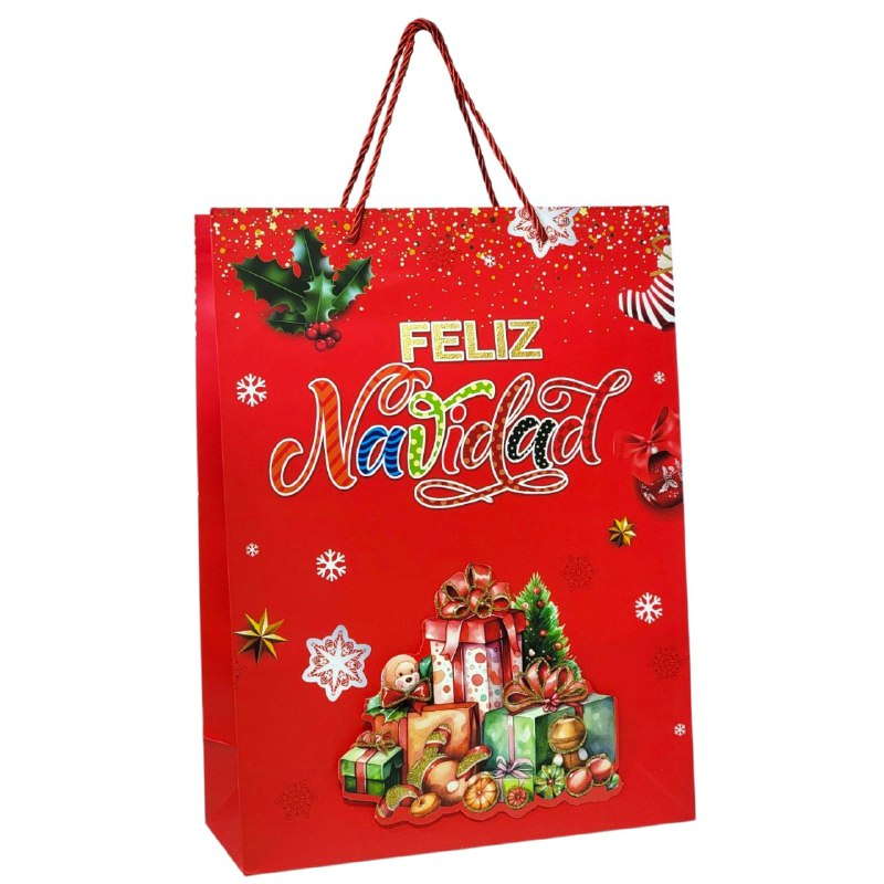 BOLSA DE REGALO NAVIDEÑA GRANDE 30X40X12CM