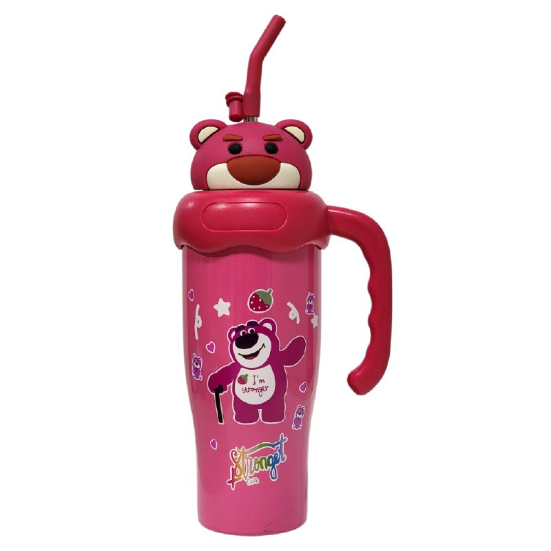VASO TERMO DE ACERO INOXIDABLE CON ASA DISEÑOS VARIADOS PARA NIÑOS Y NIÑAS 30OZ, 6 ESTILOS