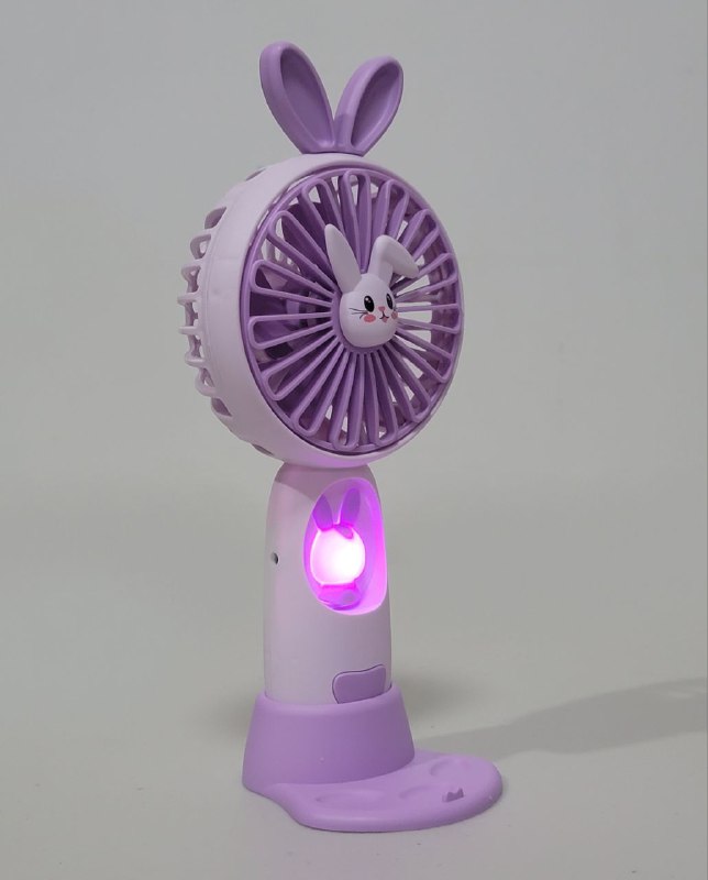 VENTILADOR DE MANO O MESA RECARGABLE CON LUZ LED Y SOPORTE PARA CELULAR CARTOON FAN