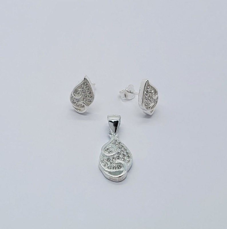 PSET2053 SET GOTA  CON ZIRCONIA BLANCO PLATA 9.25