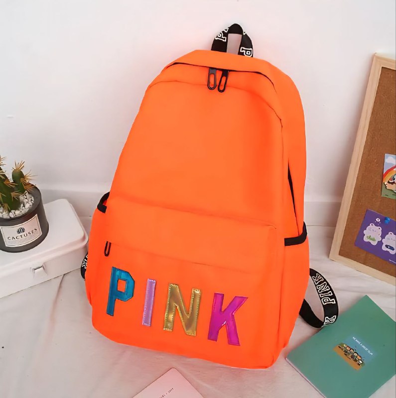 MOCHILA ECONÓMICA PINK DE TELA IMPERMEABLE COLOR ANARANJADO