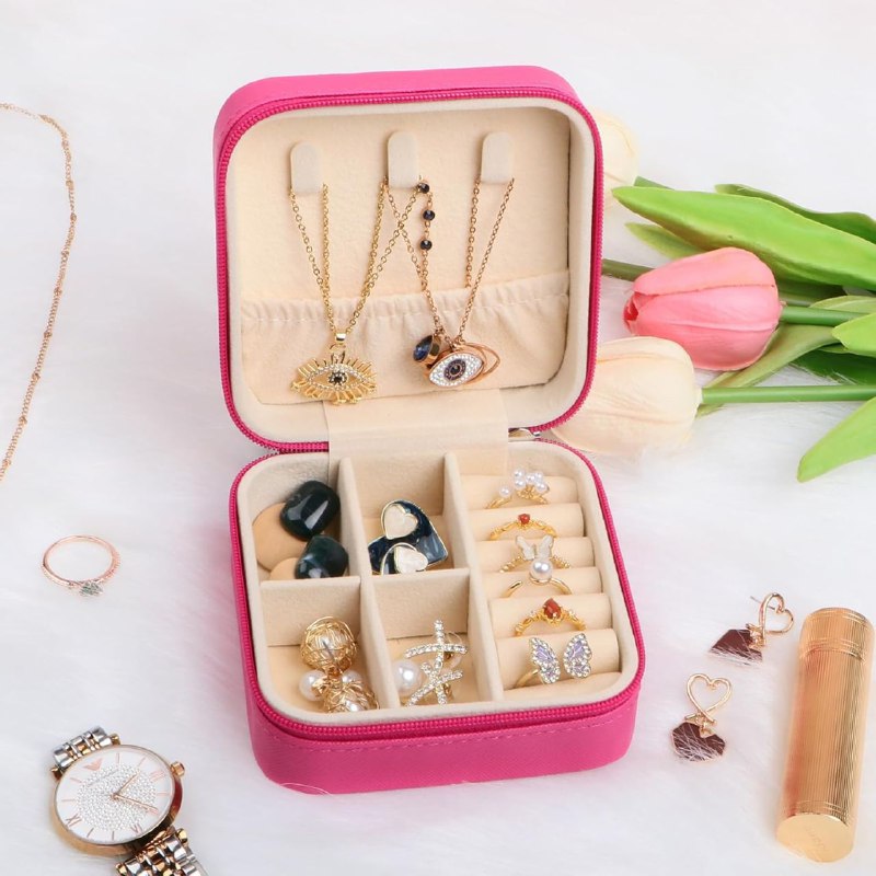 ORGANIZADOR DE JOYAS, MINI JOYERO PORTATIL, IDEAL PARA ANDAR EN EL BOLSO 5 COLORES