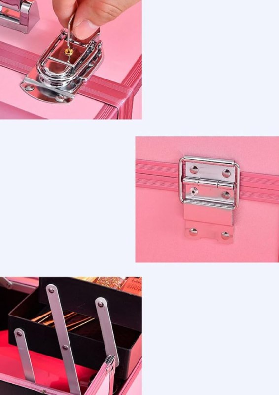 ESTUCHE ORGANIZADOR PROFESIONAL DE MAQUILLAJE, COSMETIQUERA PORTATIL DE 4 BANDEJAS PLEGABLES, 4 COLORES 32X21X26CM