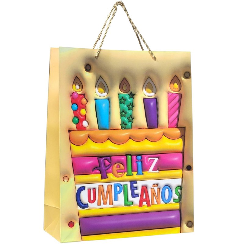 BOLSA DE REGALO FELIZ CUMPLEAÑOS GRANDE 31X12X40CM