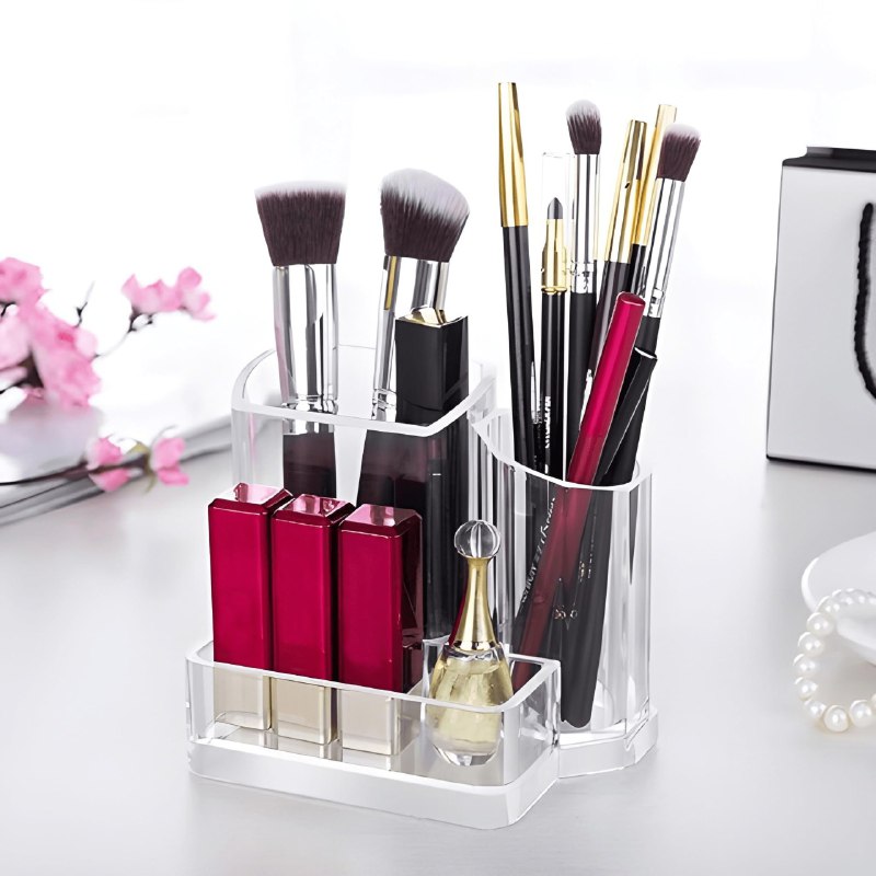 ORGANIZADOR DE MAQUILLAJE Y COSMETICOS DE ACRILICO QUE AHORRA ESPACIOS EN TU MESA, ELEGANTE 10X13CM COSMETIC ORGANIZER