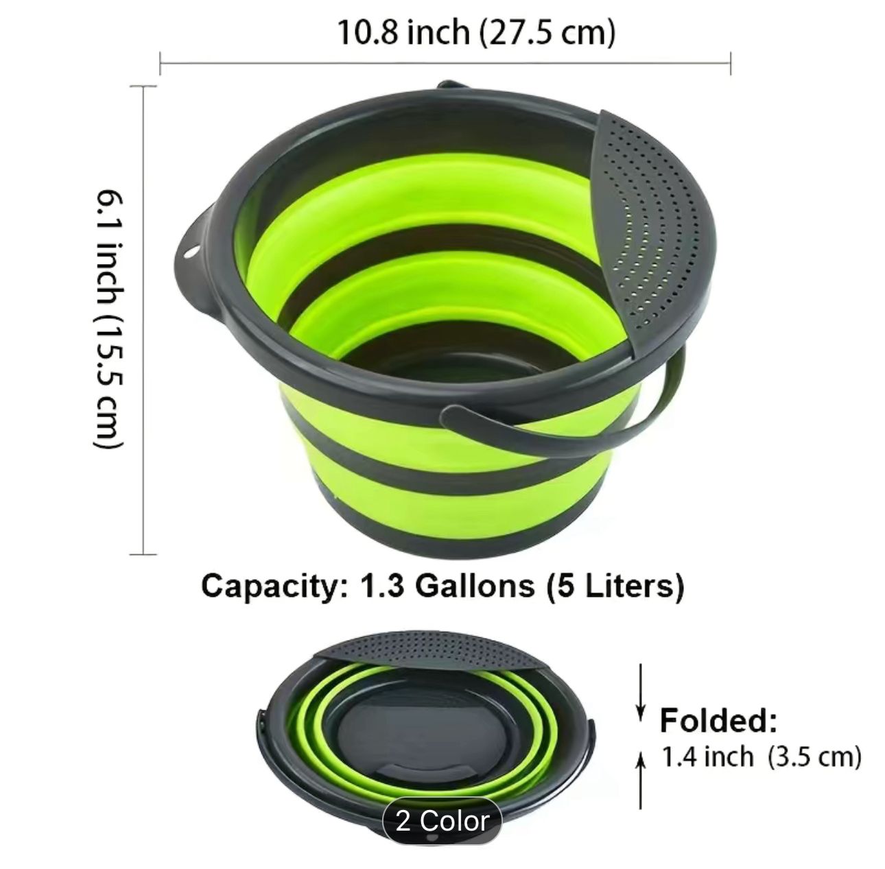 CANASTA PAILA PLEGABLE CAPACIDAD 10 LITROS GRANDE