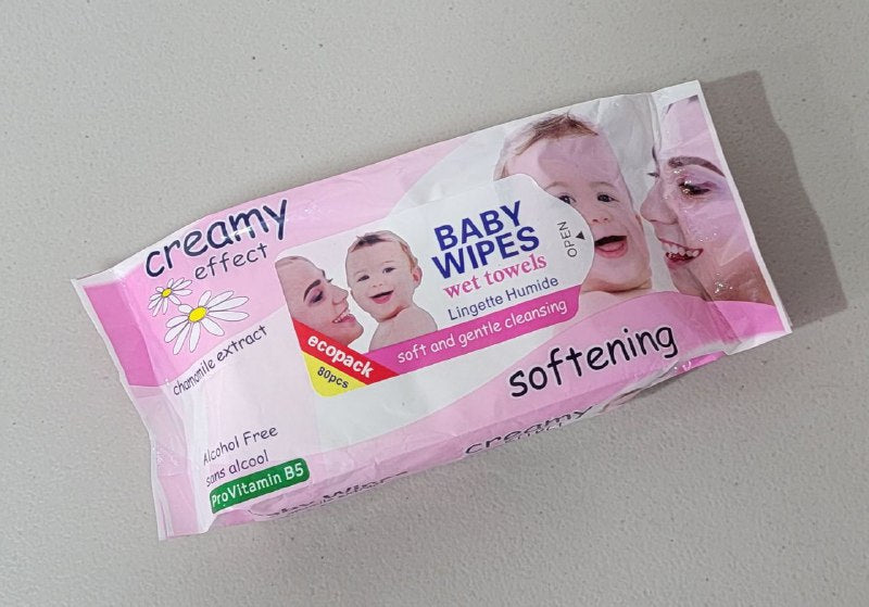 TOALLITAS HUMEDAS PARA BEBE CON EXTRACTO DE MANZANILLA LIMPIEZA SUAVE SIN ALCOHOL CREAMY EFFECT 80UND