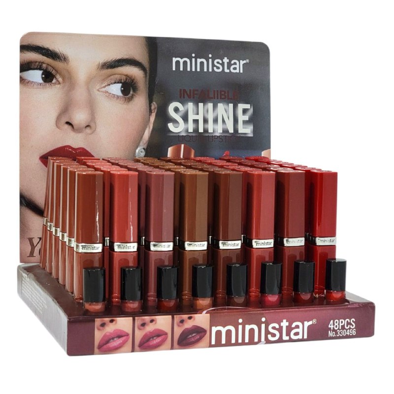 BRILLO LABIAL LIQUIDO 8ML, DUPE DE LOREAL, 8 TONOS MINISTAR