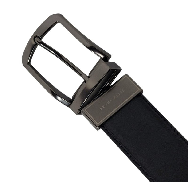 FAJA ORIGINAL PERRY ELLIS PARA CABALLERO COLOR NEGRO Y CAFÉ REVERSIBLE TALLA L